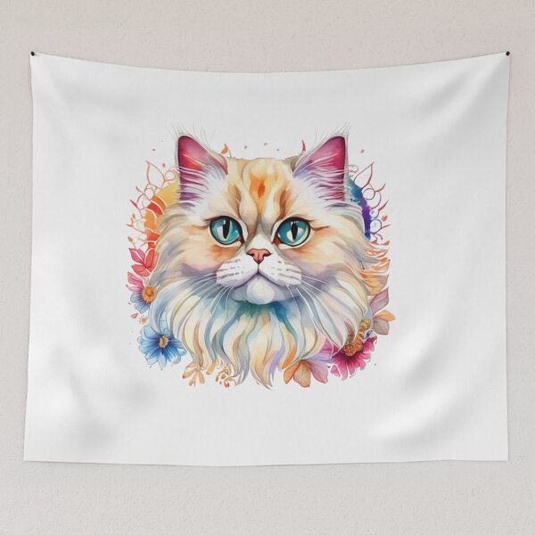 Aperçu de l'œuvre Art du chat persan Technicolor créée et vendue par PrintsBySarahB.