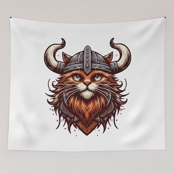Item preview, Funny Viking Warrior Cat Norse Mythology Anime Portrait designed and sold by TomFrontierArt.