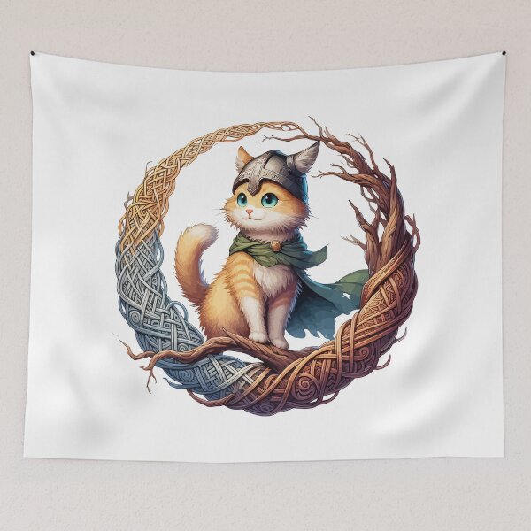 Item preview, Funny Viking Warrior Cat Norse Mythology Anime designed and sold by TomFrontierArt.