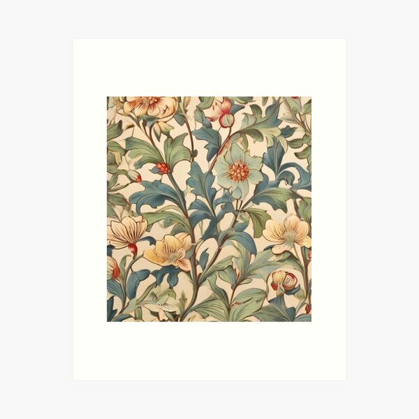 Aperçu de l'œuvre Chèvrefeuille | Conception de motifs floraux d'art William Morris - créée et vendue par PurpleLoveStore.