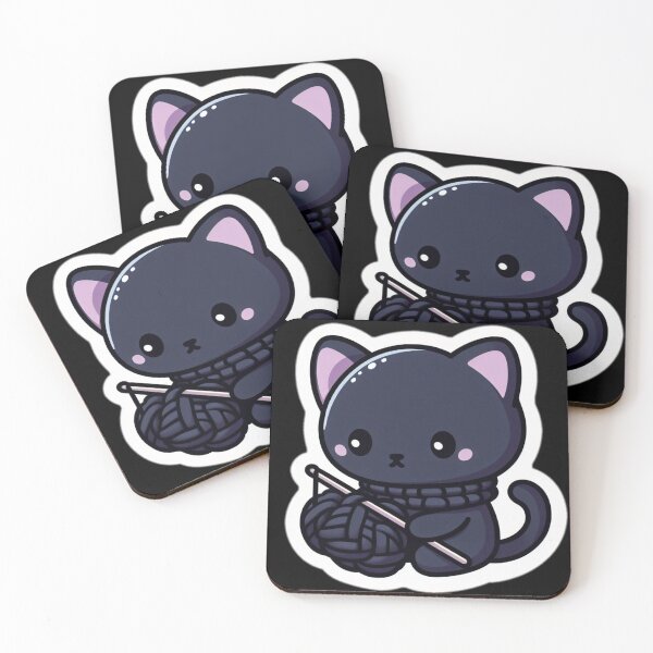 Item preview, Kawaii Black Panther Knitting a Black Scarf designed and sold by BeardedTree.