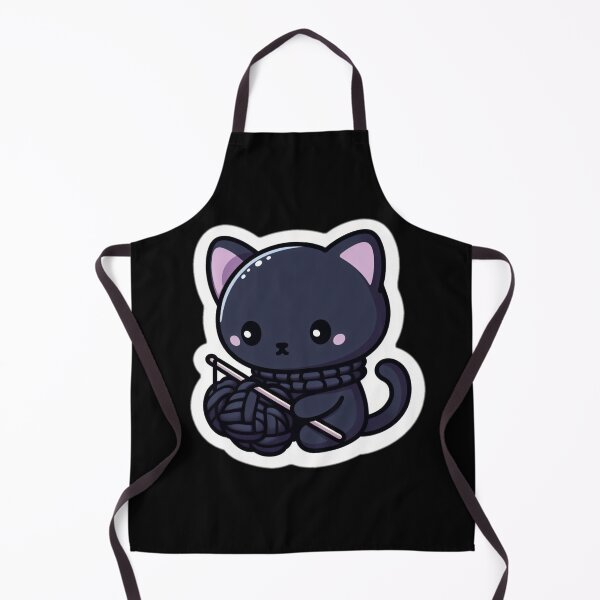 Item preview, Kawaii Black Panther Knitting a Black Scarf designed and sold by BeardedTree.