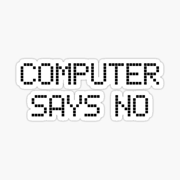Vista previa del artículo con la obra «La computadora dice que no», diseñado y vendido por teesaurus.