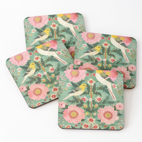 Item preview, Two yellowhead birds sitting on flowers designed and sold by DigitalDoodleDK.