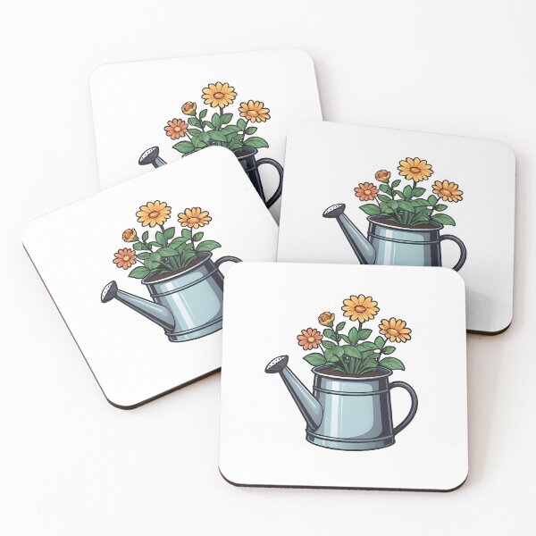 Item preview, stickerwatering can with yellow flowers  designed and sold by Tatty-shop.