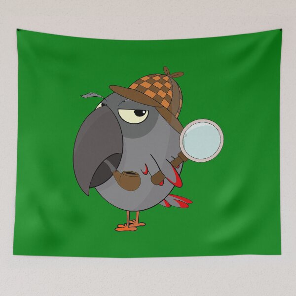 Item preview, Funny Sherlock Holmes African Grey Parrot designed and sold by YoshiArtDesign.