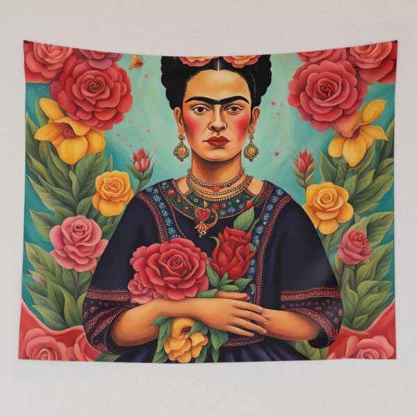 Item preview, Frida Kahlo holding roses designed and sold by Joanne Walsh.