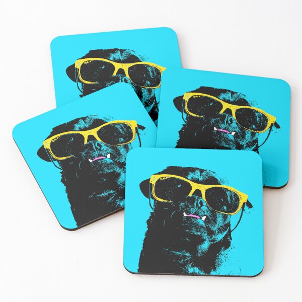 Item preview, Black Pug Dog Design in Blue - Pug Dog Pet Pop Art - Animal Pop Art, Bespoke Options designed and sold by StudioFlea.