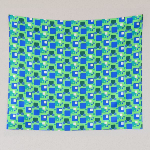 Item preview, Retro Abstract Dream Space on Bright Green Half-Drop-5748 designed and sold by Art in My Loft.