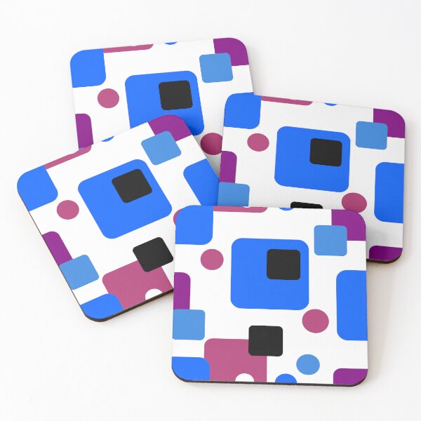 Item preview, Retro Abstract Dream Space on Magenta and Blue on White Half-Drop-5748 designed and sold by Art in My Loft.
