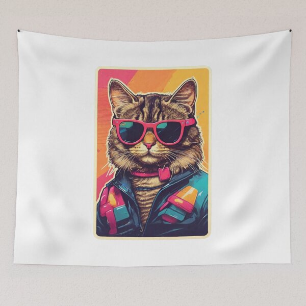 Item preview, Designer Cat: Ready to go crazy in 80s Style. designed and sold by NewtBoo.