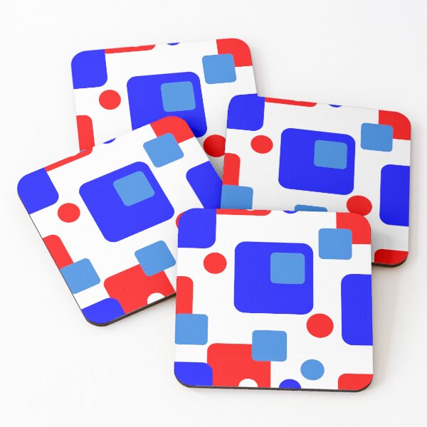 Item preview, Retro Abstract Dream Space Red and Blue on White Half-Drop-5748 designed and sold by Art in My Loft.