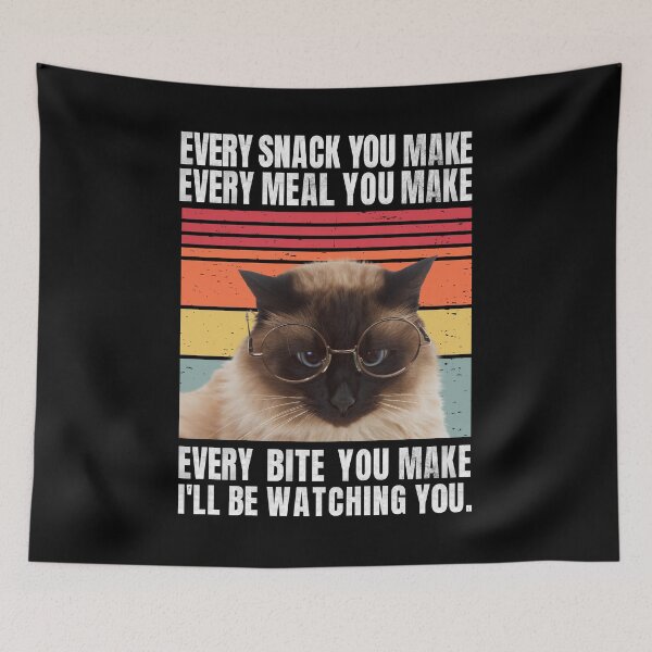Item preview, Distressed Retro Stripe Birman Cat Funny Quotes - I'll Be Watching You Essentials designed and sold by CanvasThread.