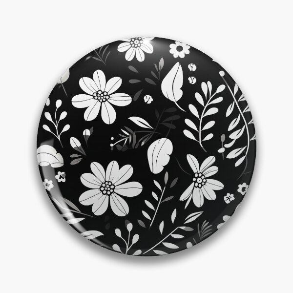Artikelvorschau, Schwarz-weißes Blumen- und Blattmuster entworfen und verkauft von TrPatternLab.