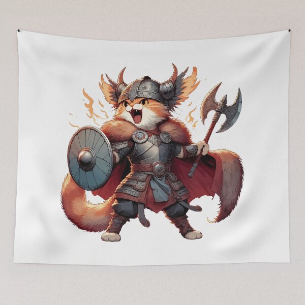 Item preview, Funny Viking Warrior Cat Norse Mythology Anime Portrait designed and sold by TomFrontierArt.
