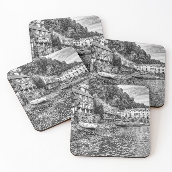 Item preview, Clovelly Harbour And Houses, North Devon, England, Black And White designed and sold by Paul Thompson Photography.