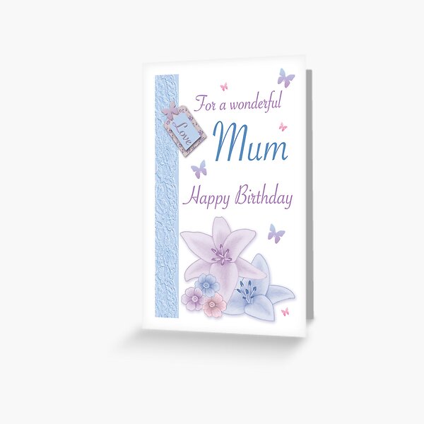 Item preview, Happy Birthday Mum Lilies Card designed and sold by StrawberryCoco.