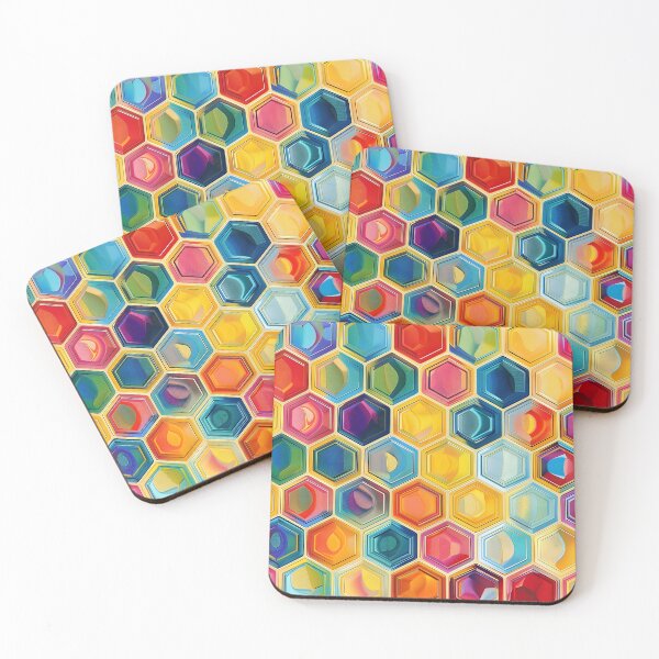 Item preview, Colorful hexagon wallpaper pattern designed and sold by dcrc.