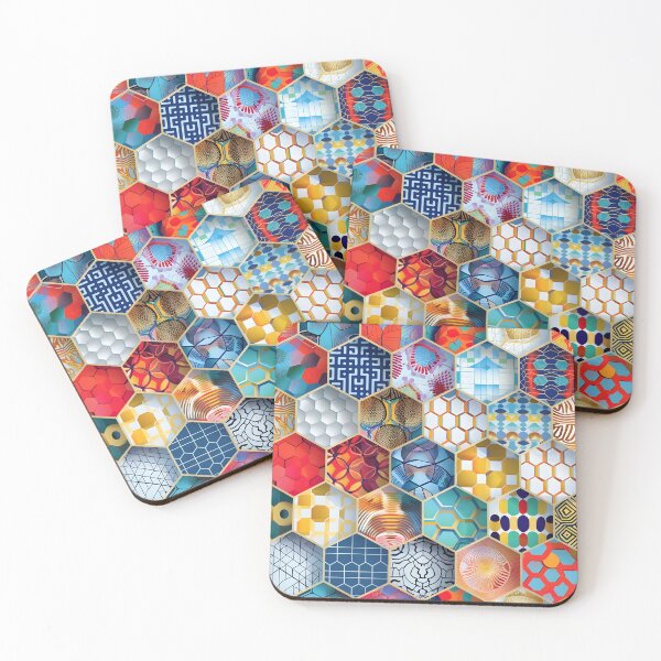 Item preview, Colorful hexagon wallpaper pattern designed and sold by dcrc.