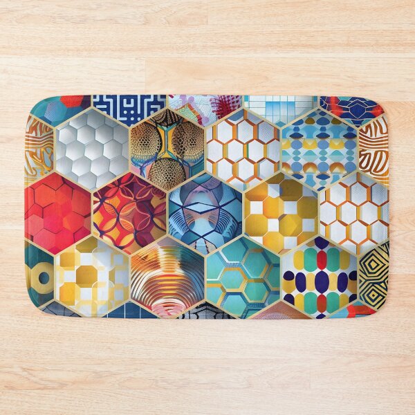Item preview, Colorful hexagon wallpaper pattern designed and sold by dcrc.