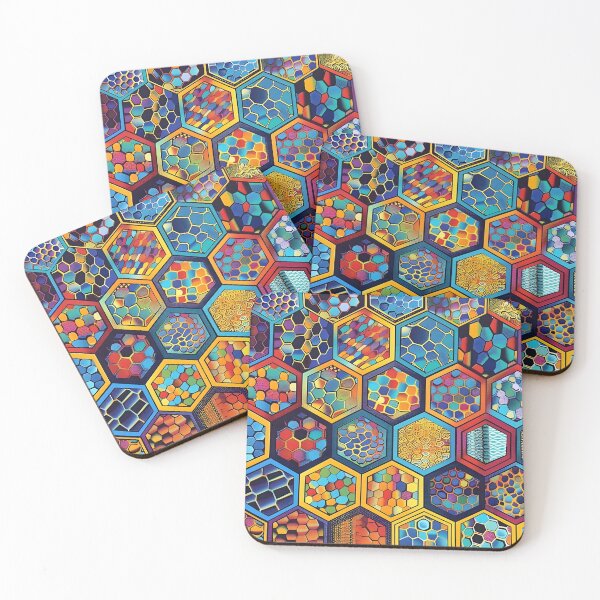 Item preview, Colorful hexagon wallpaper pattern designed and sold by dcrc.