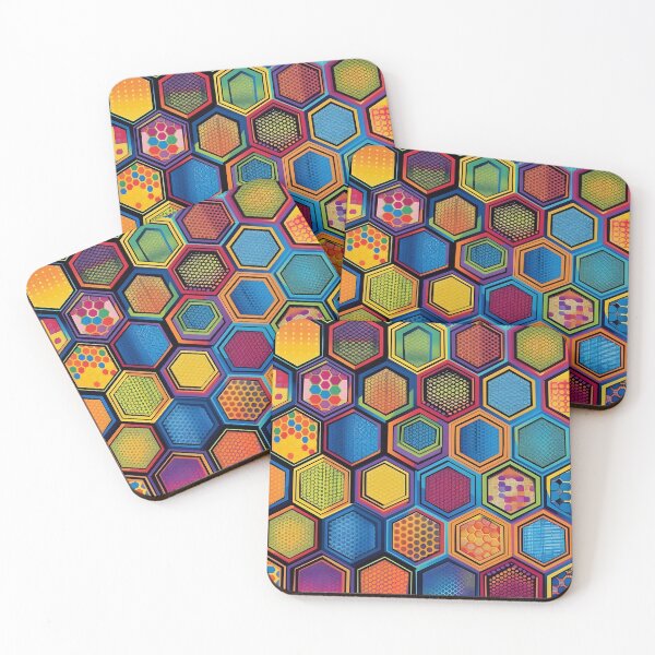 Item preview, colorful hexagon wallpaper pattern, designed and sold by dcrc.