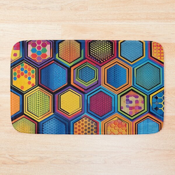 Item preview, colorful hexagon wallpaper pattern, designed and sold by dcrc.