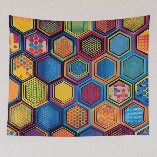 Item preview, colorful hexagon wallpaper pattern, designed and sold by dcrc.