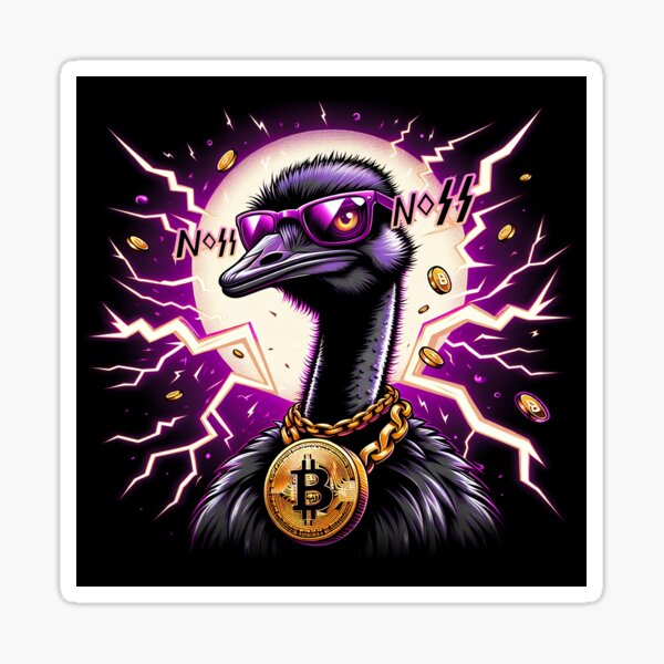 Item preview, $NOSS "Crypto Elegance: Lightning Ostrich with BTC Necklace" designed and sold by zzz888.