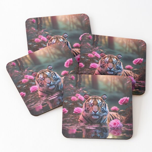 Item preview, The Tiger with Pink Roses designed and sold by JZDezignsz.