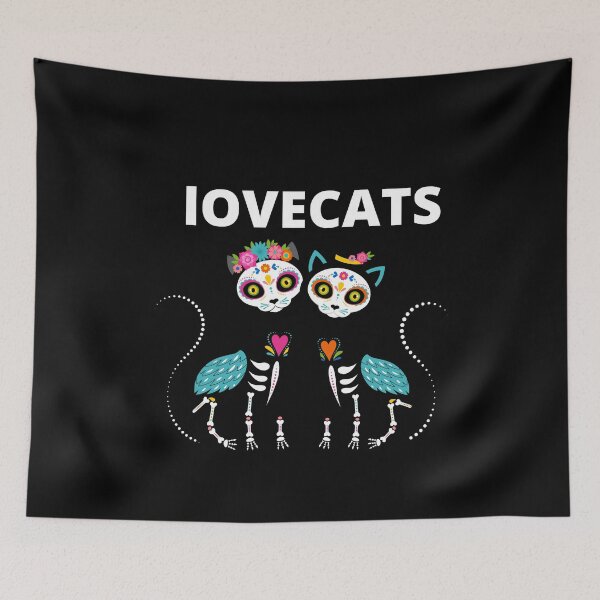 Item preview, Lovecats - cat couple in sugar skull design designed and sold by CorvusLunaArt.