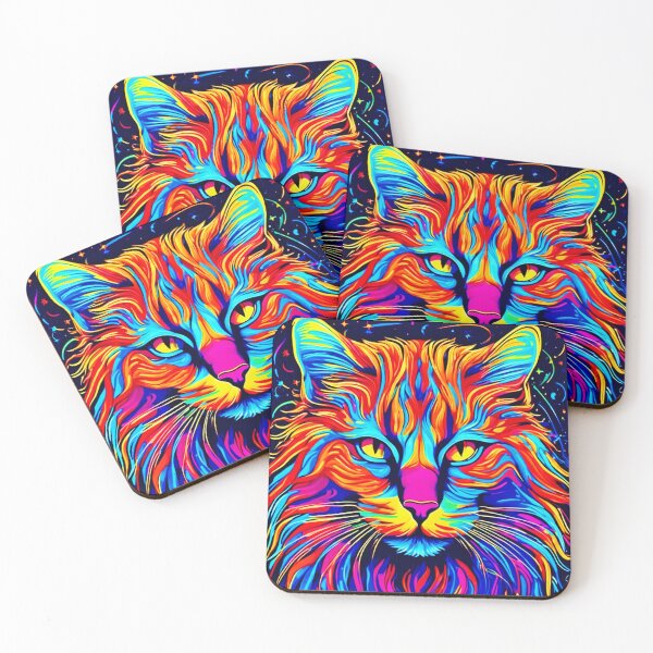 Item preview, Neon Feline: Colorful Cat Painting designed and sold by Health And Fitness Posts e-Store.