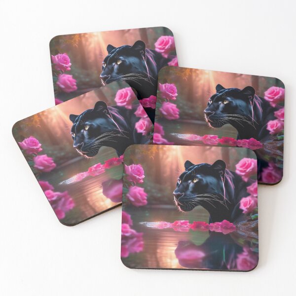 Item preview, The Panther with Pink Roses designed and sold by JZDezignsz.