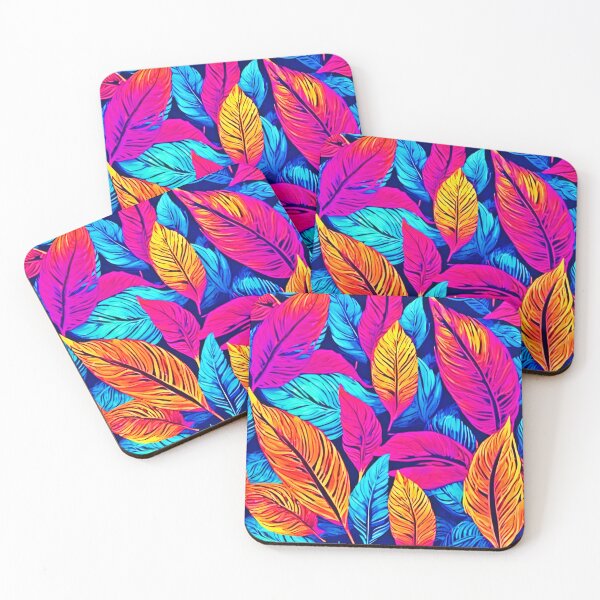 Item preview, Neon Foliage: Colorful Leaf Painting designed and sold by Health And Fitness Posts e-Store.