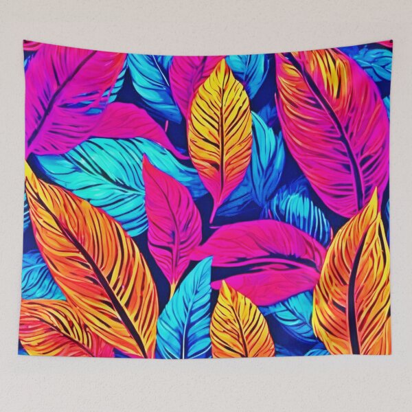 Item preview, Neon Foliage: Colorful Leaf Painting designed and sold by Health And Fitness Posts e-Store.