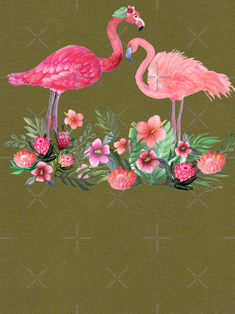 Flamingo with Tropical Flowers by Magenta Rose Designs by MagentaRose