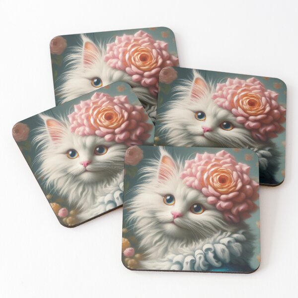 Item preview, Elegance in white: The flower cat designed and sold by Girih.