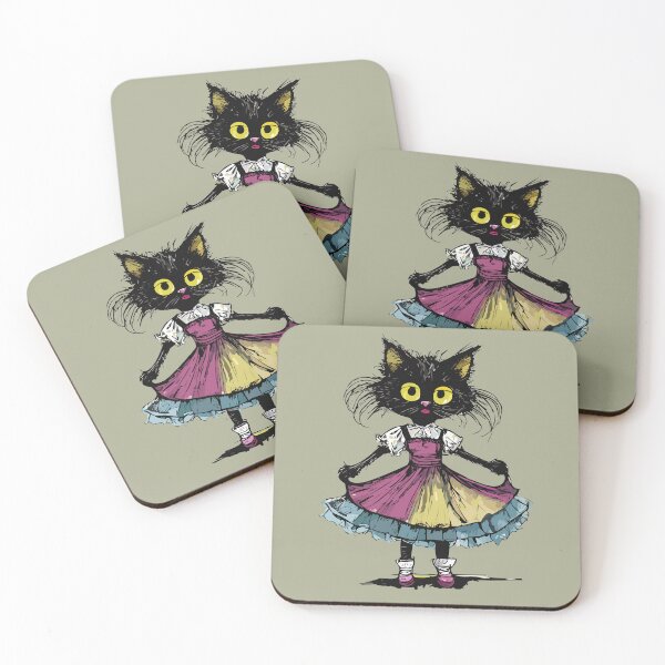 Item preview, small black cat grumpy with thin legs in a dress designed and sold by Firas Aljazzar.