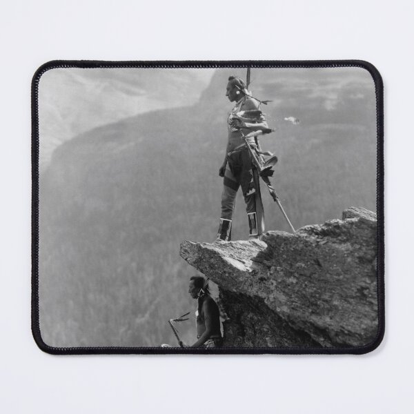 Item preview, The Eagle's Lookout -. Blackfoot tribe members at Glacier National Park in Montana, 1913 black and white photograph designed and sold by Jéanpaul Ferro.