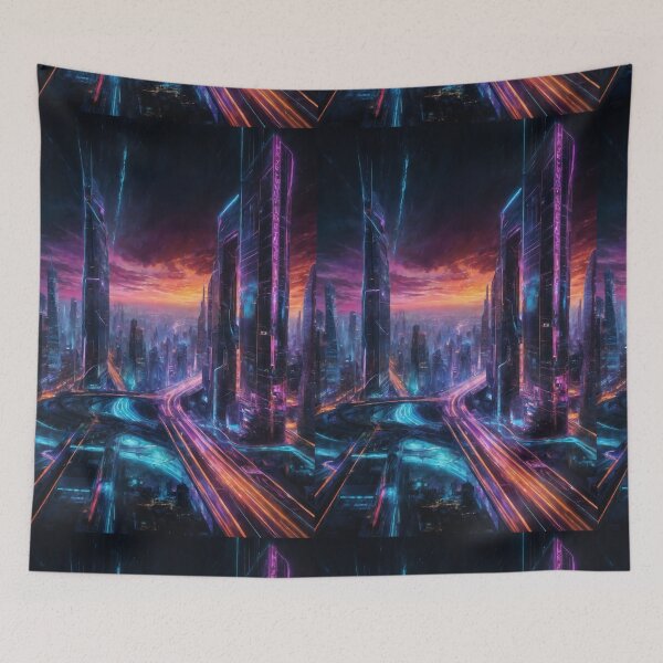 Item preview, Dawn in a cyberpunk city designed and sold by Universe-Aliens.