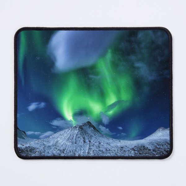 Item preview, northern lights trail above snowed mountain designed and sold by ImRotem.