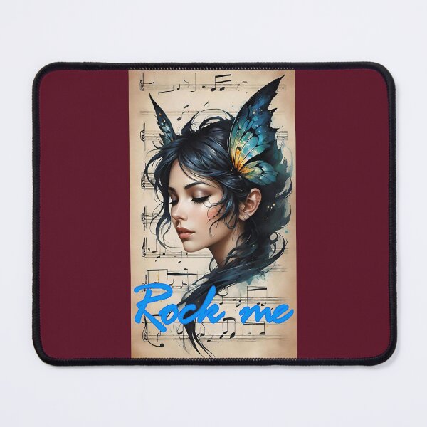 Item preview, Rock me.Profil de femme rêveuse sur fond de partition musicale designed and sold by Creativesphotos.