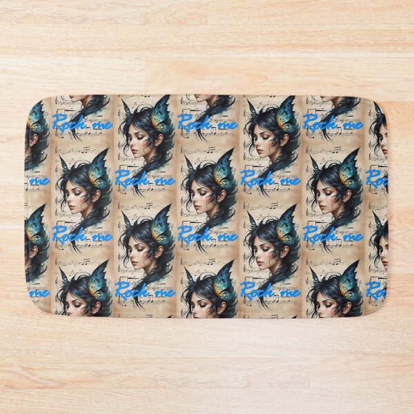 Item preview, Rock me.Profil de femme rêveuse sur fond de partition musicale designed and sold by Creativesphotos.