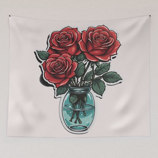 Item preview, Lovely roses in a glass vase designed and sold by anunusualwoman.