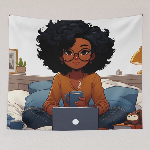 Item preview, Girl writing on her computer designed and sold by manbaito.
