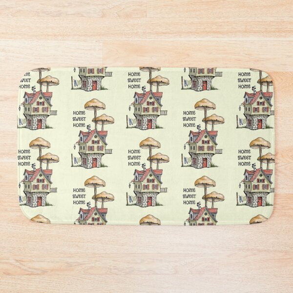 Item preview, Home Sweet Home with Cute Crooked House and MUSHROOMS Fantasy Digital Art Drawing designed and sold by JoyfulWhimsy.