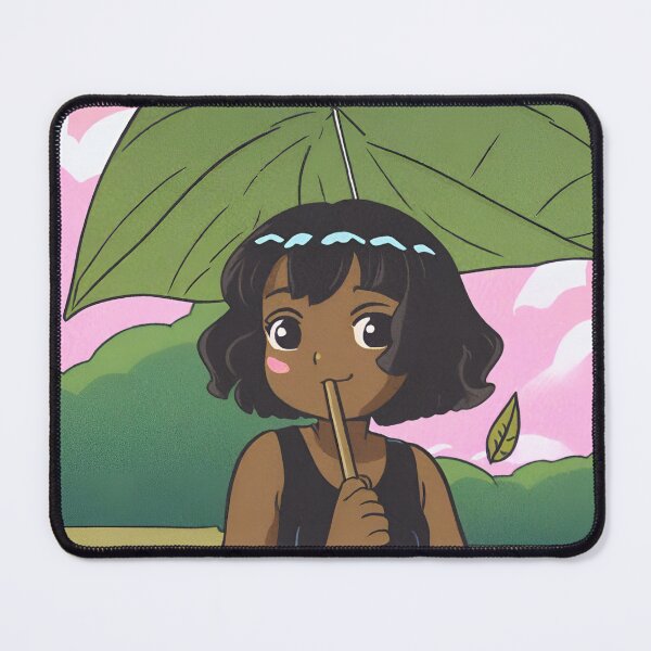 Item preview, cute girl with leaf umbrella designed and sold by Pixyland.