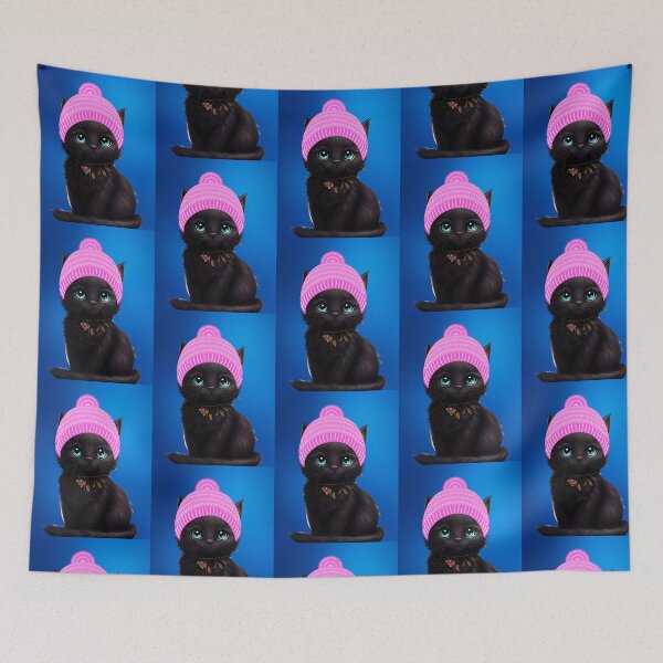 Item preview, Cute kitten in pink hat designed and sold by Cookie Monster Designs.