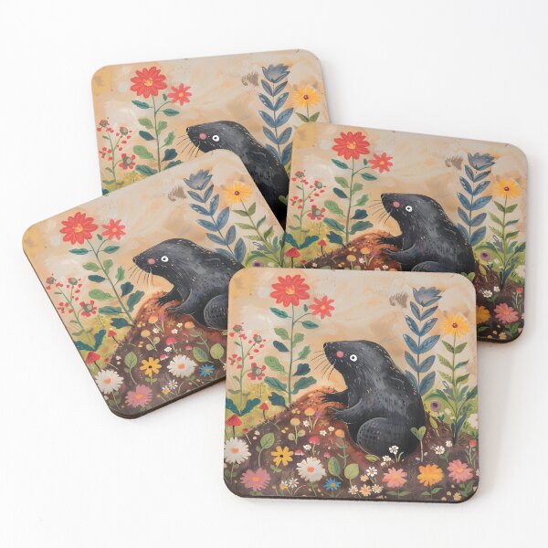 Item preview, Cute mole in the garden with flowers designed and sold by Folksy Living.
