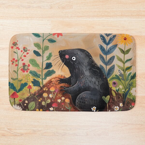 Item preview, Cute mole in the garden with flowers designed and sold by Folksy Living.